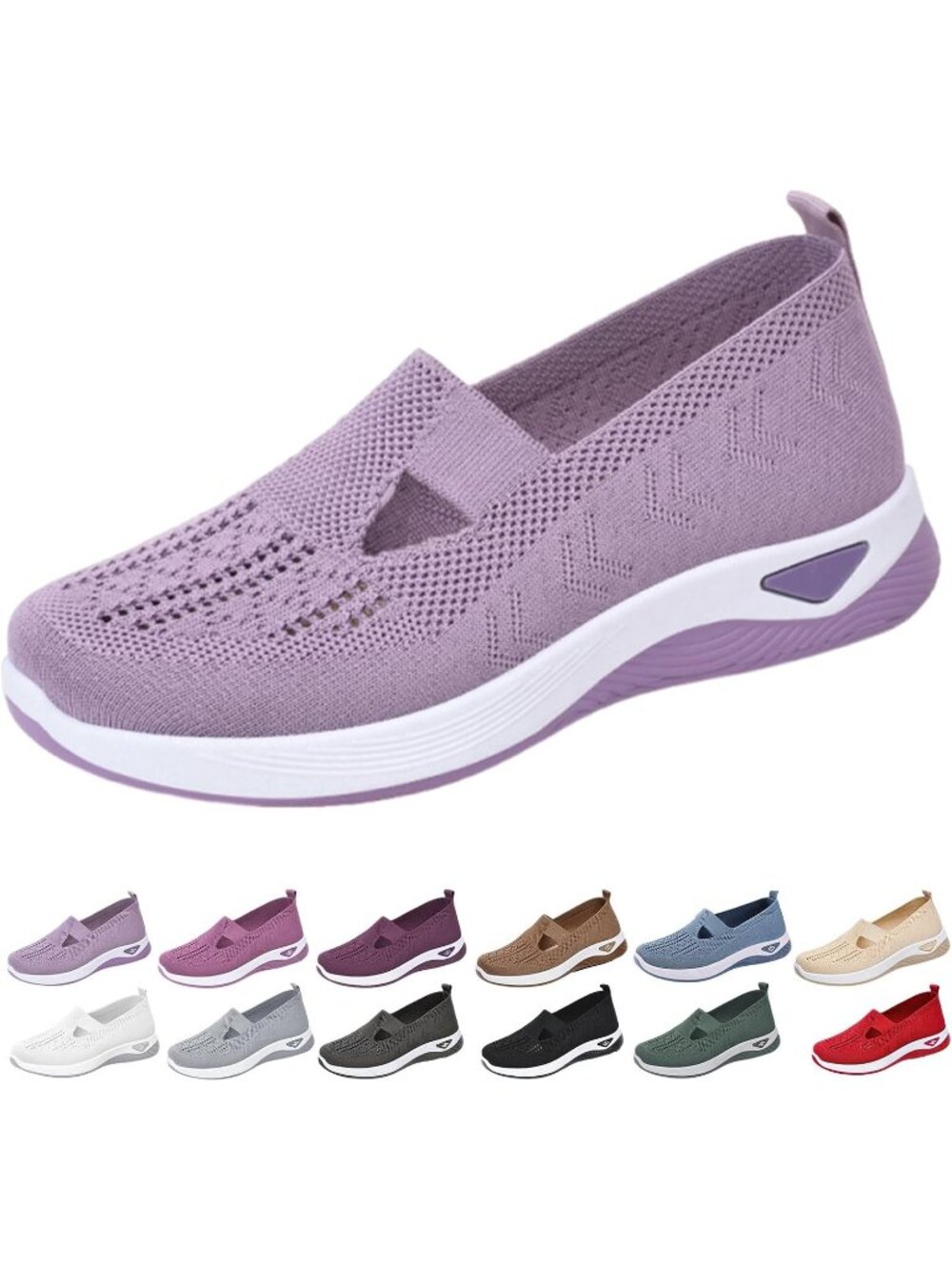 🆕Women Light Purple Orthopaedic Woven Breathable  Slip on Walking Shoes Sneaker